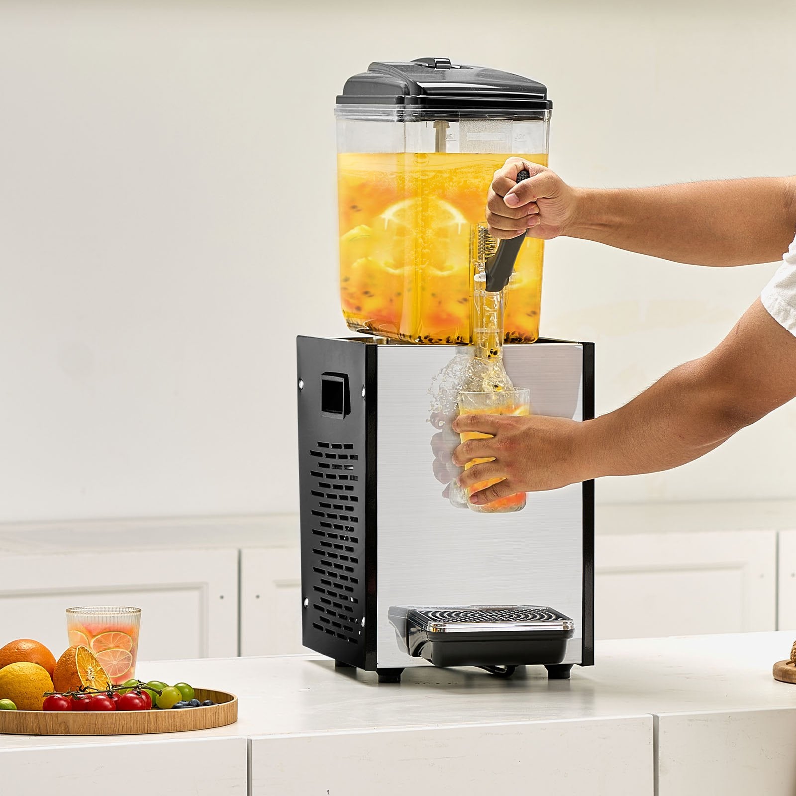 12L Commercial Grade Beverage Dispenser: Stainless Steel Ice Tea Machine, 246W Cooling for Bars, Restaurants, and Parties