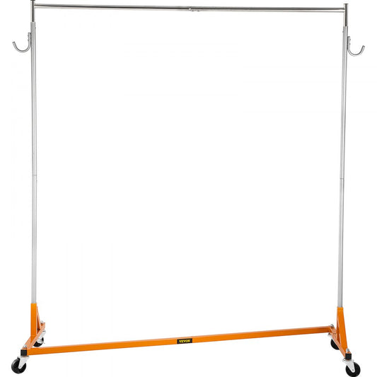 VEVOR Z Rack, Industrial Grade Z Base Garment Rack, Height Adjustable Rolling Z Garment Rack, Sturdy Steel Z Base Clothing Rack w/ Lockable Casters for Home Garment Store Display Commercial Use Orange