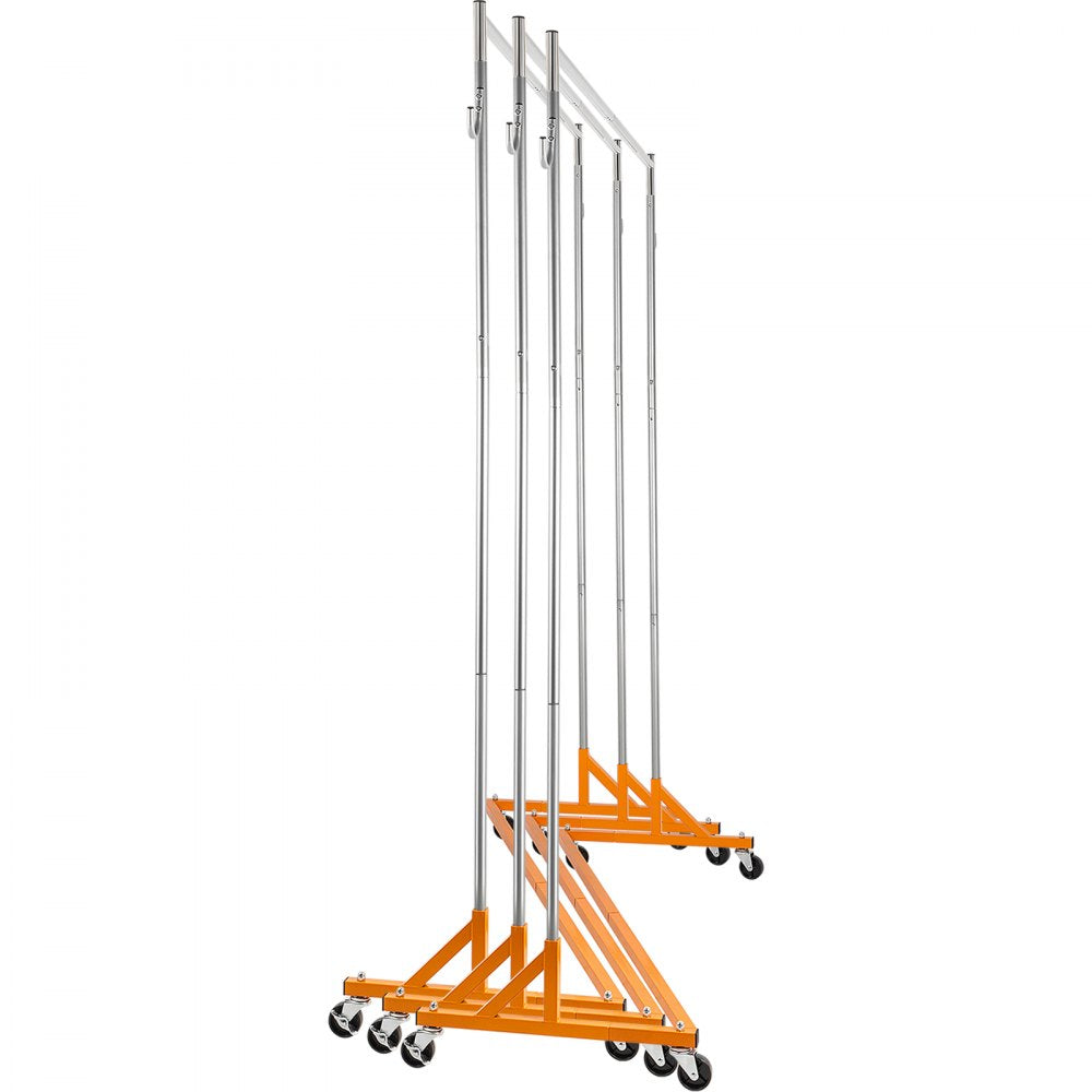 VEVOR Z Rack, Industrial Grade Z Base Garment Rack, Height Adjustable Rolling Z Garment Rack, Sturdy Steel Z Base Clothing Rack w/ Lockable Casters, for Home Clothing Store Display Orange (3 Sets)