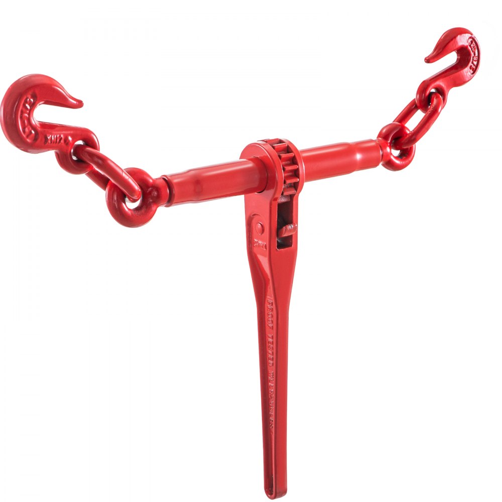 Heavy-Duty Ratchet Lever Chain Binder with Adjustable G70 Hooks, 6600 lbs Capacity for Tie Down, Hauling, and Towing - 2-Pack in Red