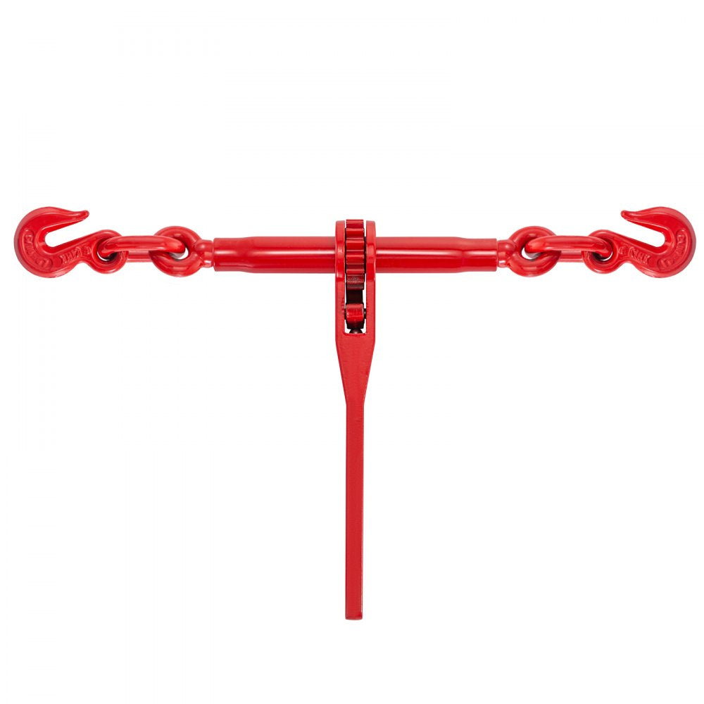 Heavy-Duty Ratchet Lever Chain Binder with Adjustable G70 Hooks, 6600 lbs Capacity for Tie Down, Hauling, and Towing - 2-Pack in Red