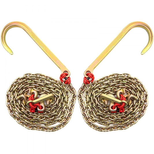 VEVOR J Hook Chain, 5/16 in x 10 ft Bridle Tow Chain, G80 Bridle Transport Chain, Alloy Steel Chain with 2 G70 J Hooks, 9260 Lbs Break Strength Tow Hooks for Trucks, J Hooks Towing Straps 2PCS