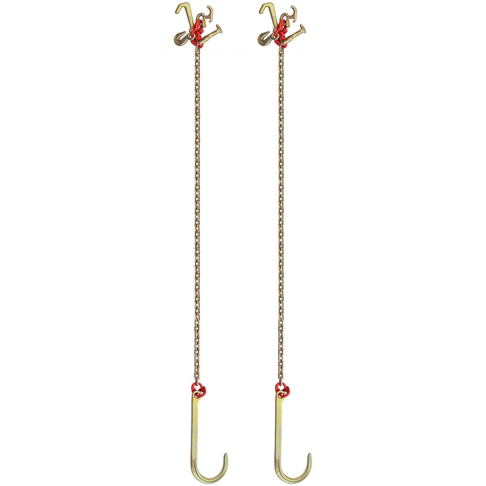 VEVOR J Hook Chain, 5/16 in x 10 ft Bridle Tow Chain, G80 Bridle Transport Chain, Alloy Steel Chain with 2 G70 J Hooks, 9260 Lbs Break Strength Tow Hooks for Trucks, J Hooks Towing Straps 2PCS