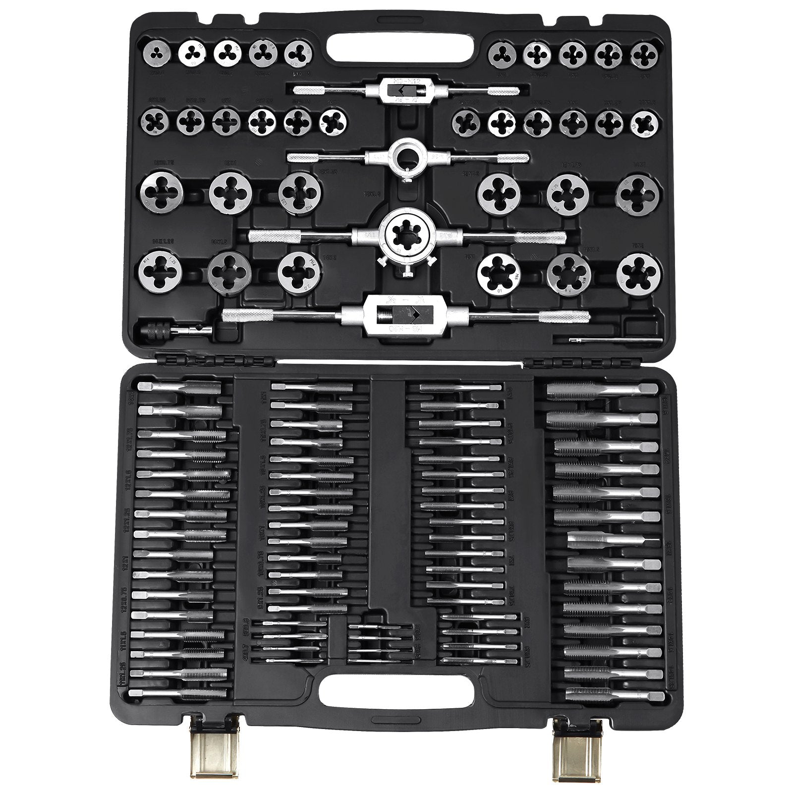 110-Piece Tap and Die Set with Metric M2-M18, Bearing Steel Tools, Complete Accessories, Durable Storage Case for Professional Threading