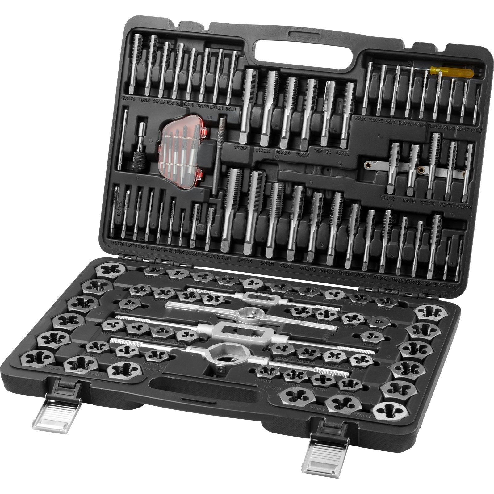 116-Piece Tap and Die Set with Metric & SAE Sizes, Durable Bearing Steel, Complete Threading Tool Kit with Storage Case & Accessories