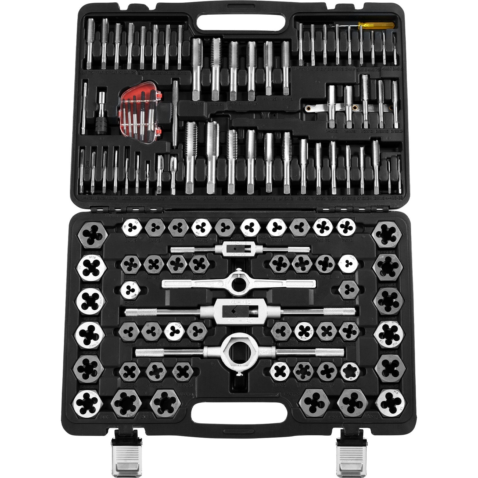 116-Piece Tap and Die Set with Metric & SAE Sizes, Durable Bearing Steel, Complete Threading Tool Kit with Storage Case & Accessories