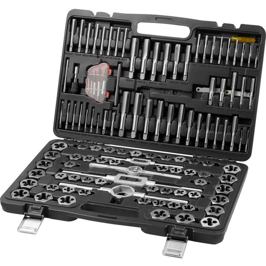 116-Piece Tap and Die Set with Metric & SAE Sizes, Durable Bearing Steel, Complete Threading Tool Kit with Storage Case & Accessories