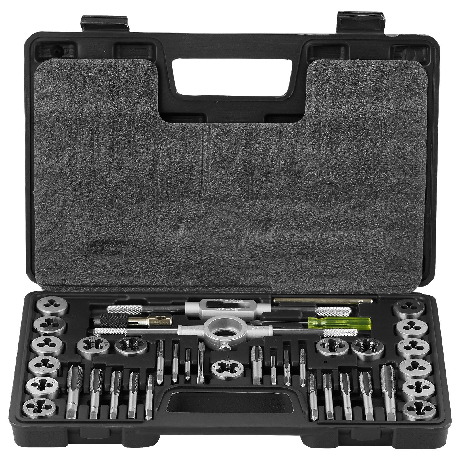 Comprehensive 40-Piece Tap and Die Kit - Metric M3 to M12, Durable Bearing Steel Tools for Precision Threading, Complete with Accessories & PE Plastic Storage Case