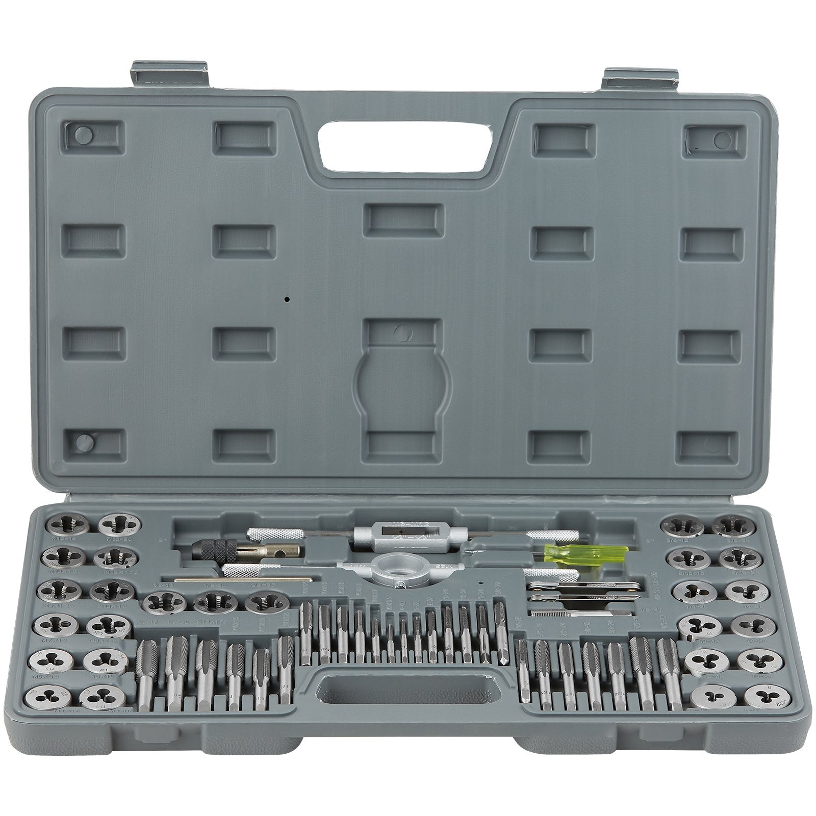 60-Piece Tap and Die Set with Bearing Steel Taps and Dies, Metric & SAE Standard, Complete Threading Tool Kit with Accessories and Storage Case
