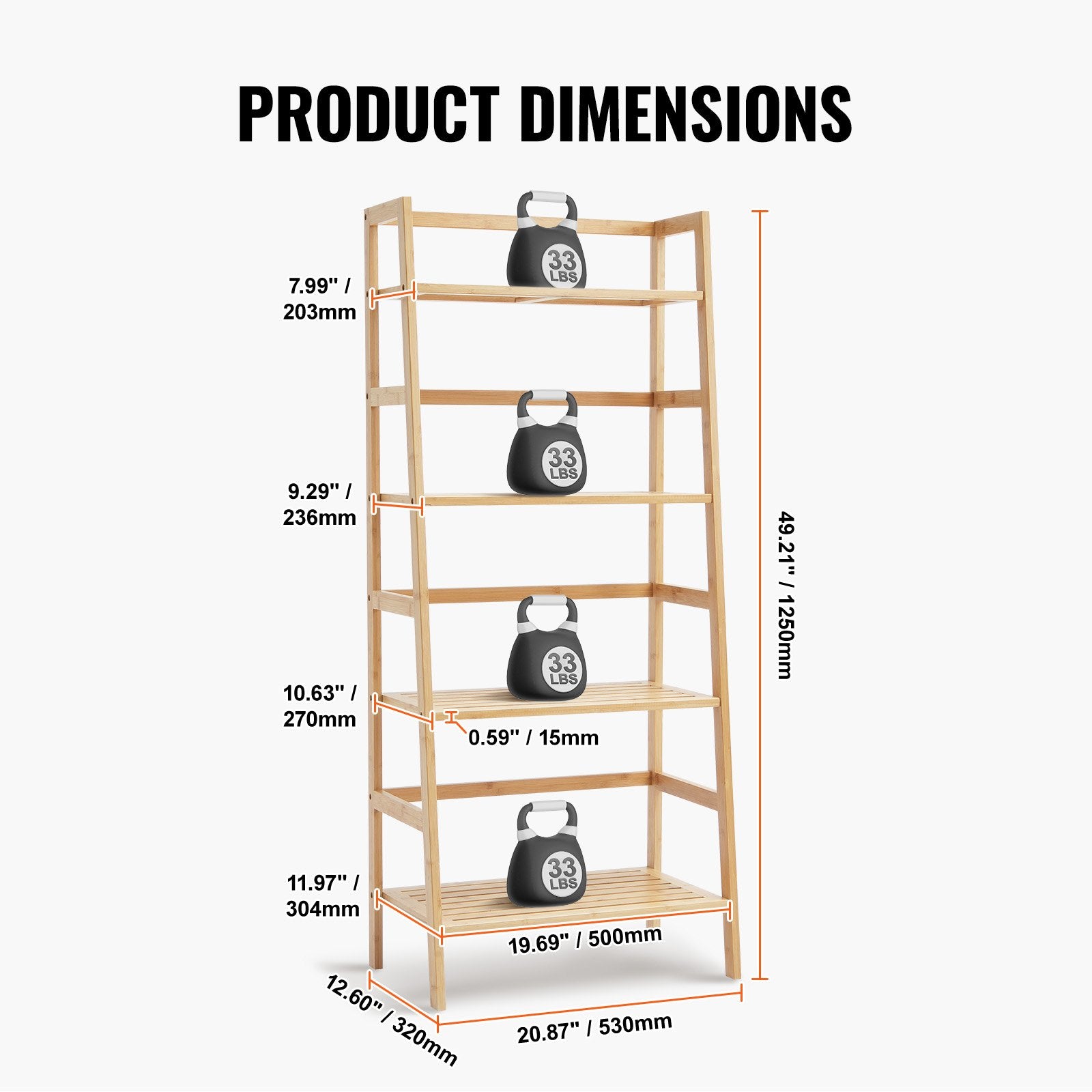 Bamboo Ladder Shelf with 4-Tier Trapezoid Design - Freestanding Natural Bookcase & Display Rack for Bathroom, Bedroom, Office, and Plant Stand Organizer