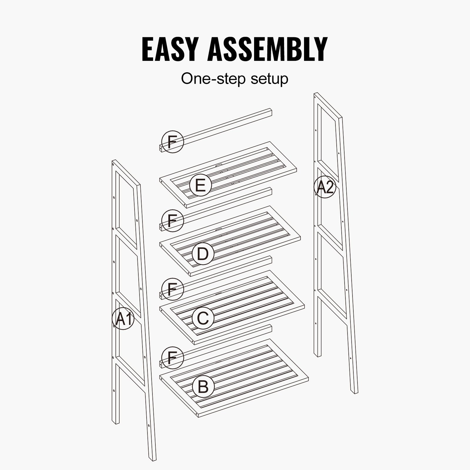 Bamboo Ladder Shelf with 4-Tier Trapezoid Design - Freestanding Natural Bookcase & Display Rack for Bathroom, Bedroom, Office, and Plant Stand Organizer
