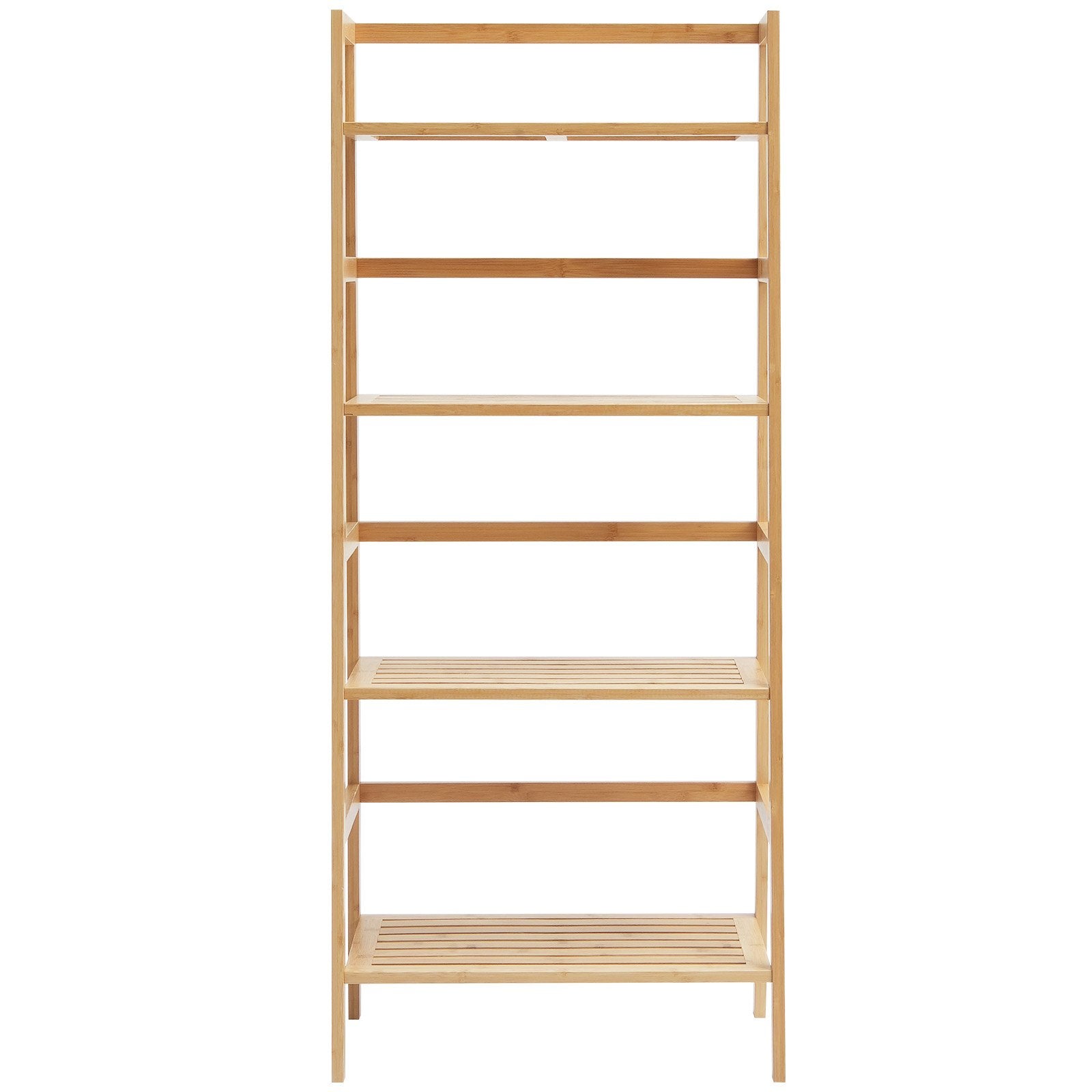 Bamboo Ladder Shelf with 4-Tier Trapezoid Design - Freestanding Natural Bookcase & Display Rack for Bathroom, Bedroom, Office, and Plant Stand Organizer