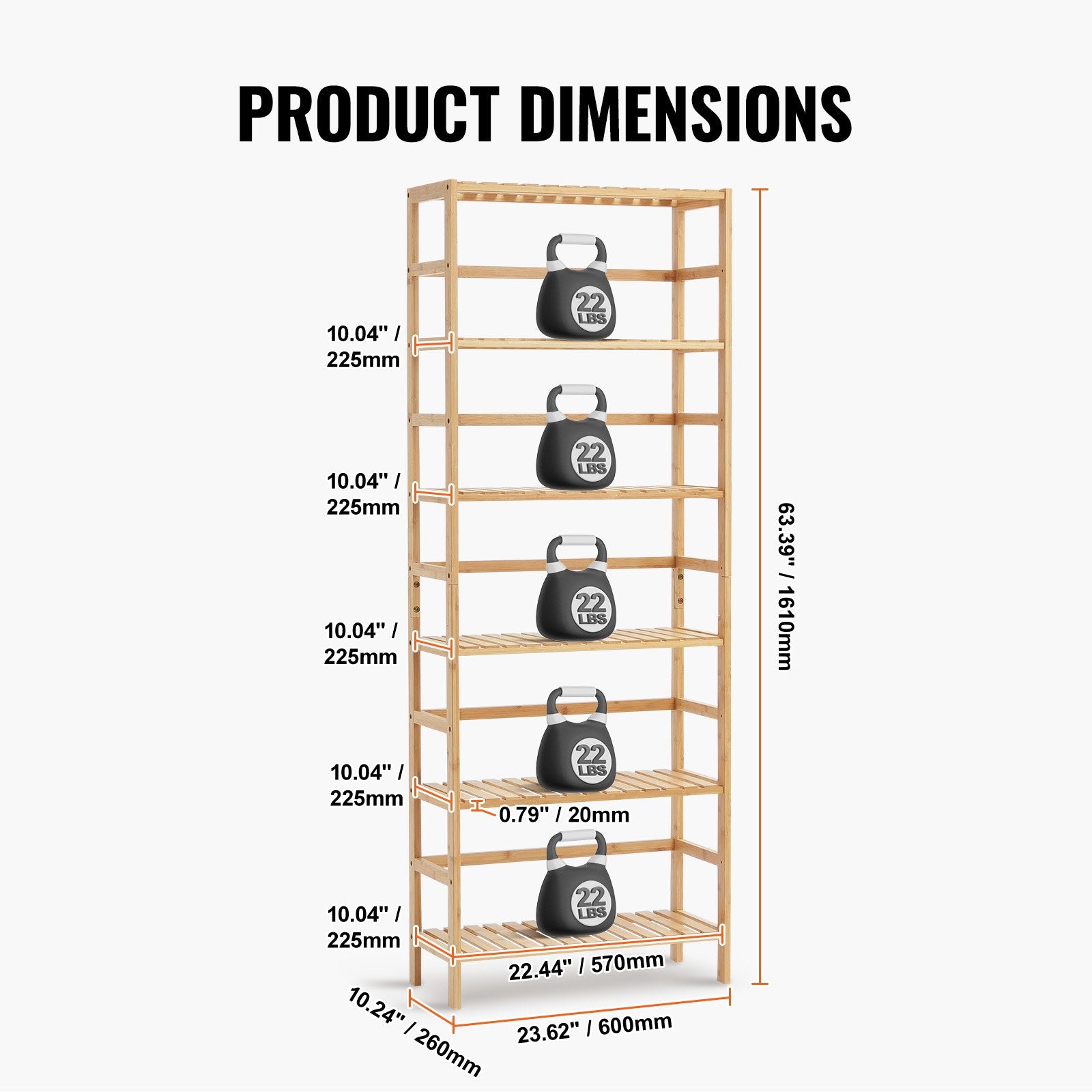 6-Tier Bamboo Shelf - Multifunctional Bookshelf & Display Rack for Bathroom, Bedroom, Office - Open Storage, Freestanding Plant Stand
