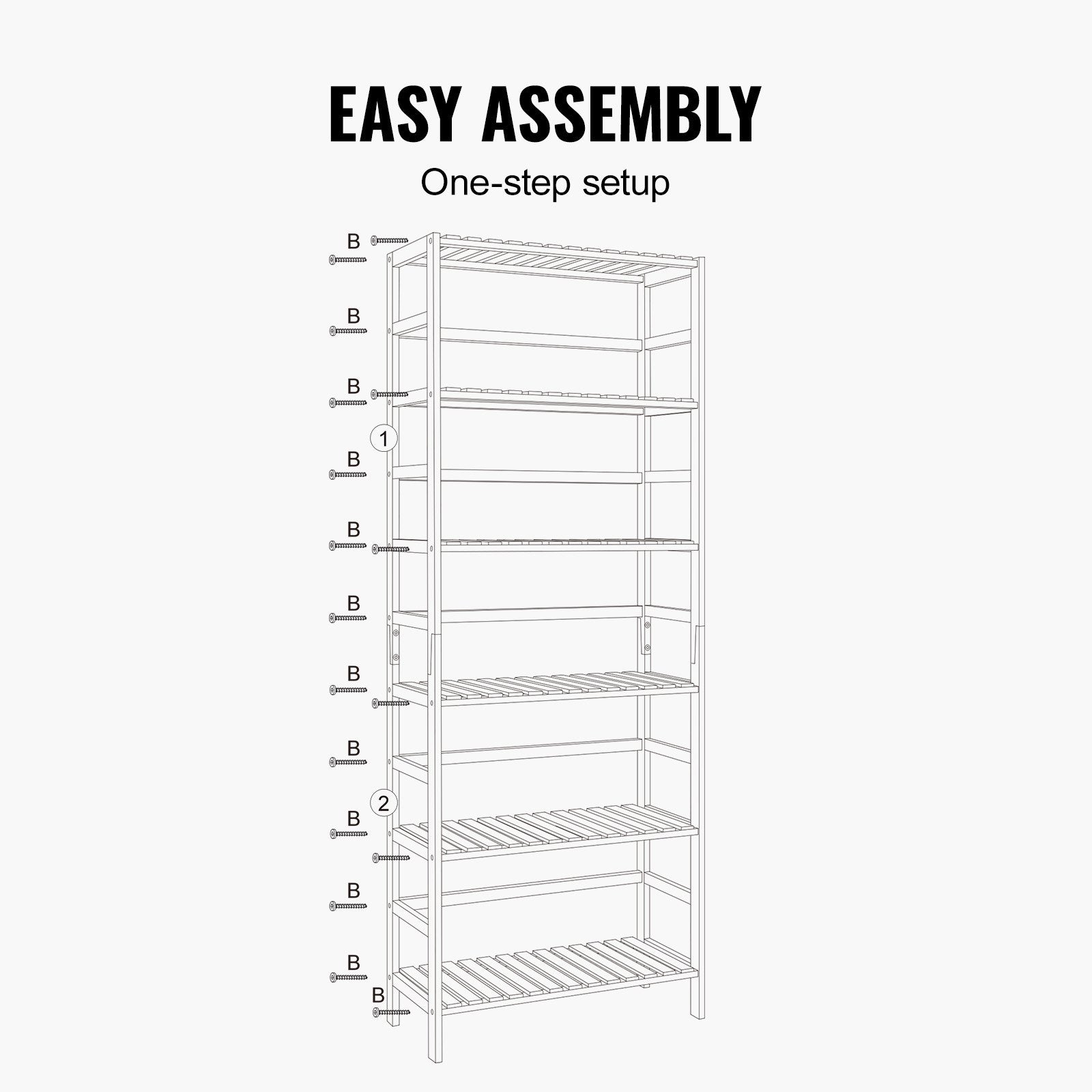 6-Tier Bamboo Shelf - Multifunctional Bookshelf & Display Rack for Bathroom, Bedroom, Office - Open Storage, Freestanding Plant Stand