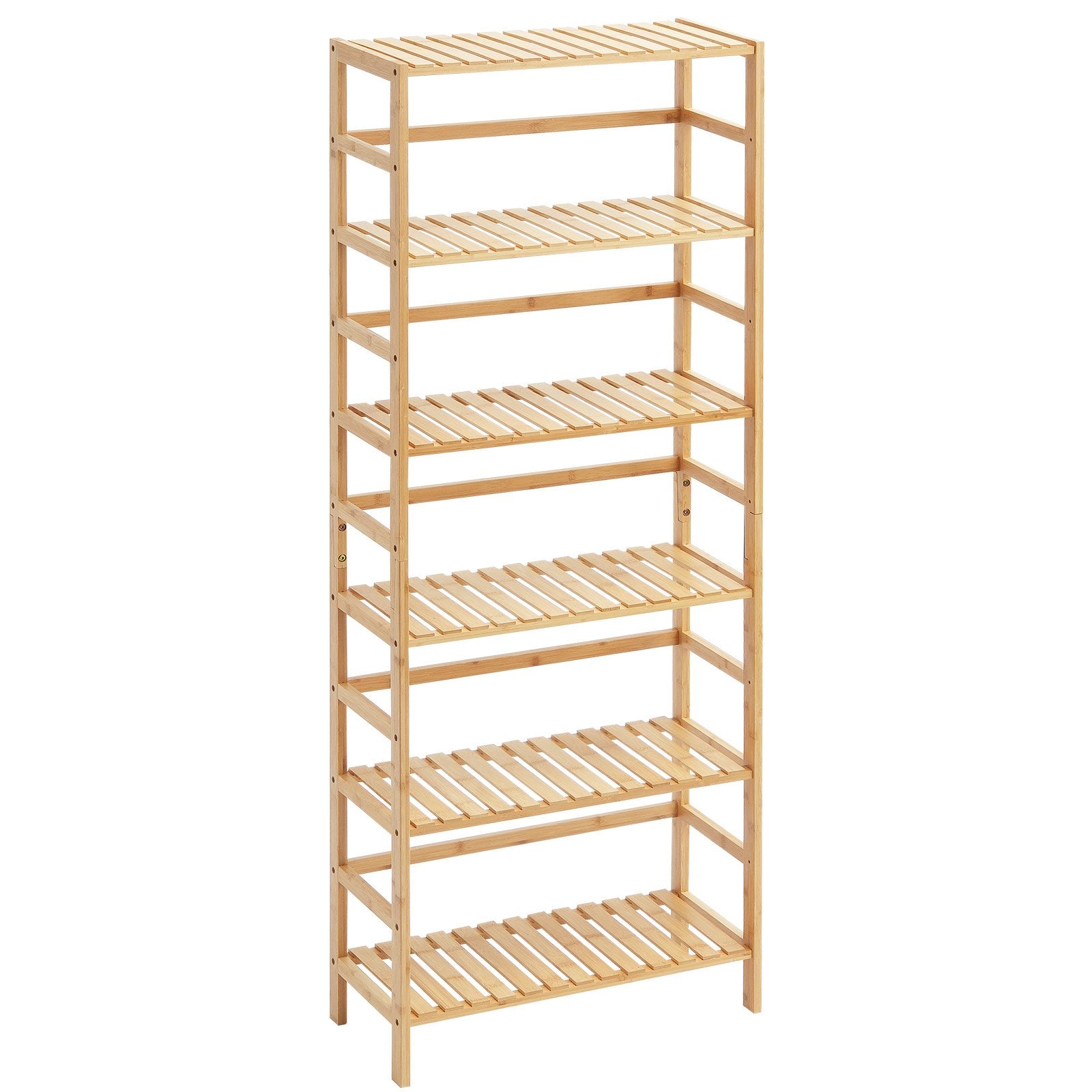 6-Tier Bamboo Shelf - Multifunctional Bookshelf & Display Rack for Bathroom, Bedroom, Office - Open Storage, Freestanding Plant Stand