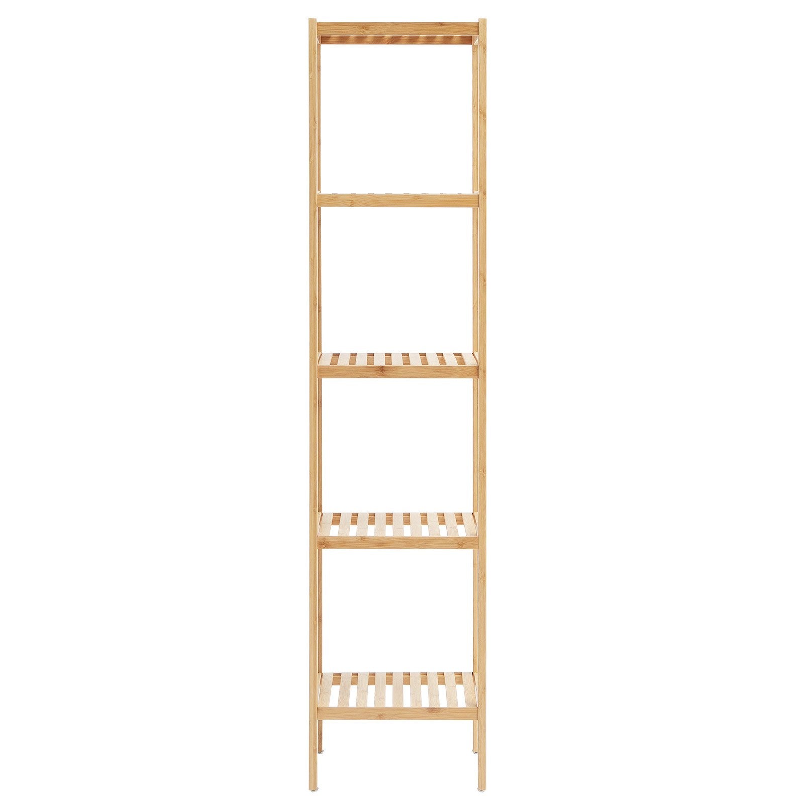 5-Tier Multifunctional Bamboo Shelf - Narrow Bathroom Storage, Freestanding Display Rack, Plant Stand for Kitchen, Home, Natural Finish