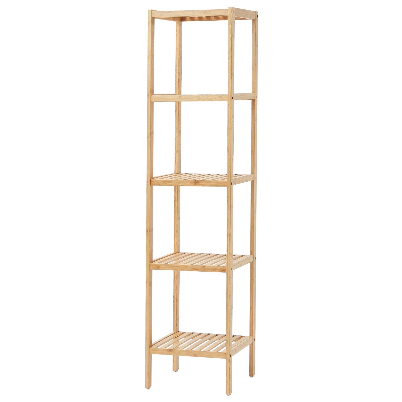 5-Tier Multifunctional Bamboo Shelf - Narrow Bathroom Storage, Freestanding Display Rack, Plant Stand for Kitchen, Home, Natural Finish