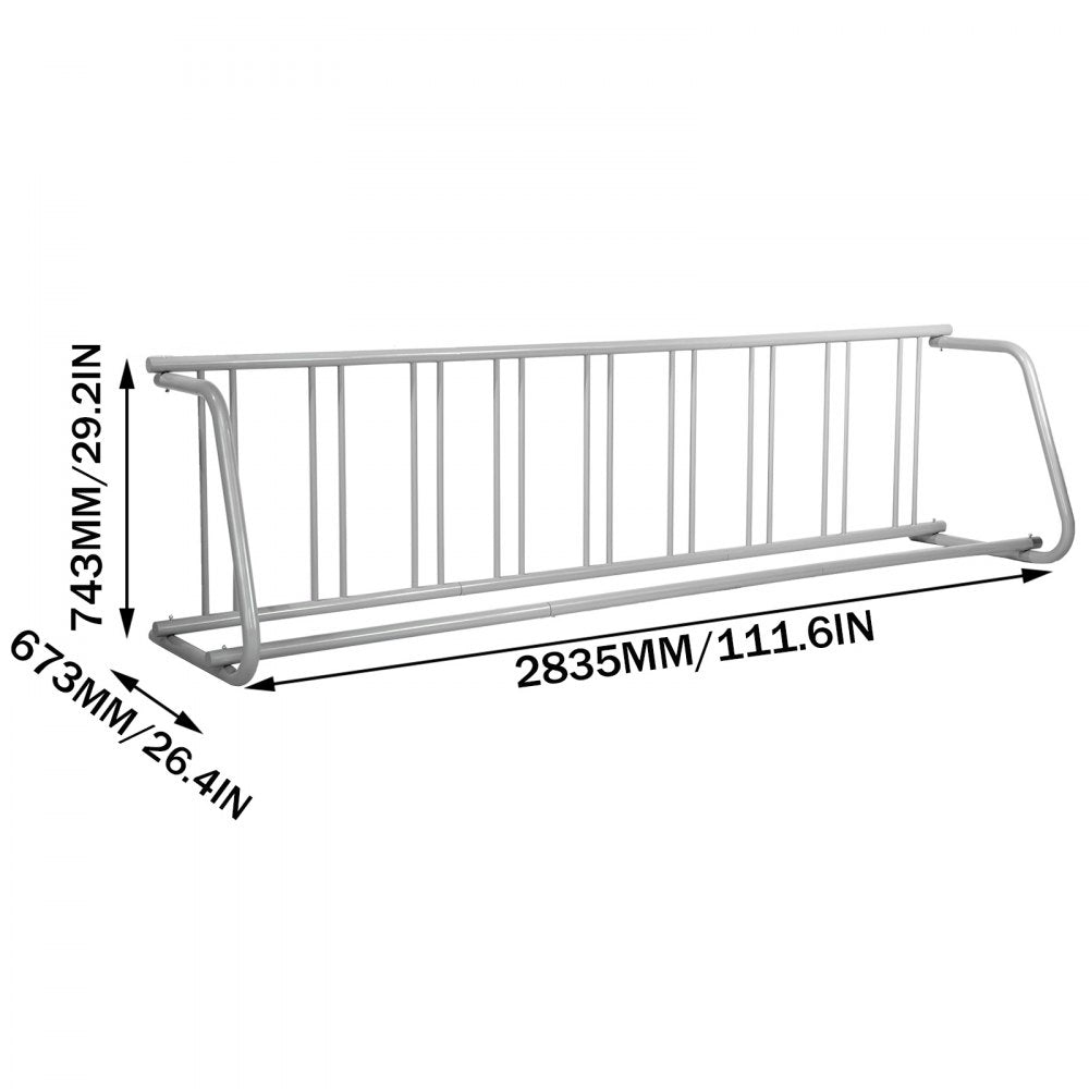 VEVOR Floor Bike Rack 9 Holders,All-Steel Grid Bike Rack 111\" Length,Single-side Storage Stand,For Garages Streets Yards