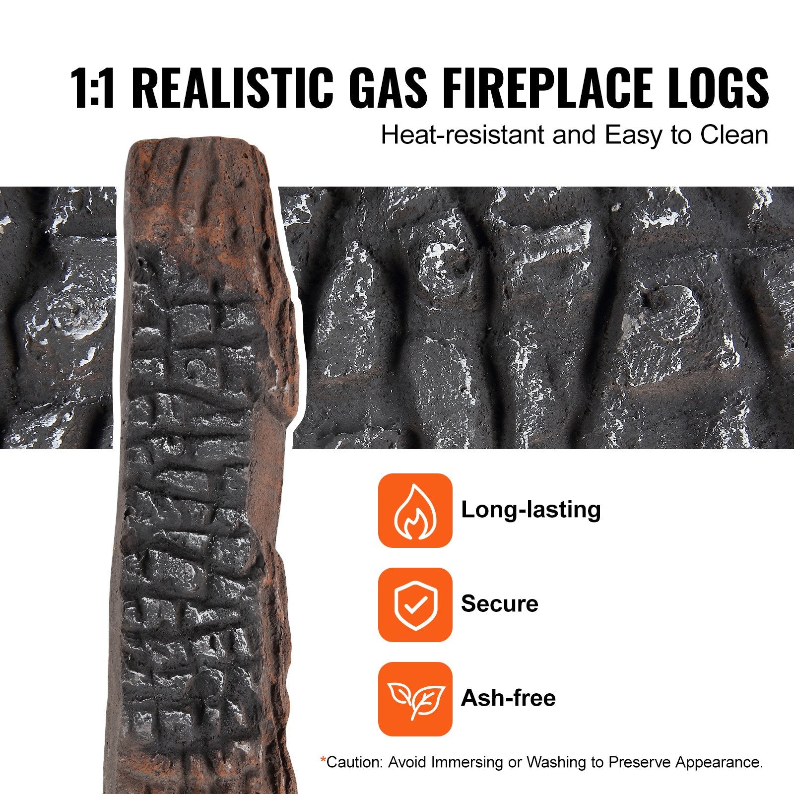 10-Piece Ceramic Gas Fireplace Logs Set, Realistic Heat-Resistant Wood Branches for Indoor/Outdoor Firebowl, Decorative & Stackable