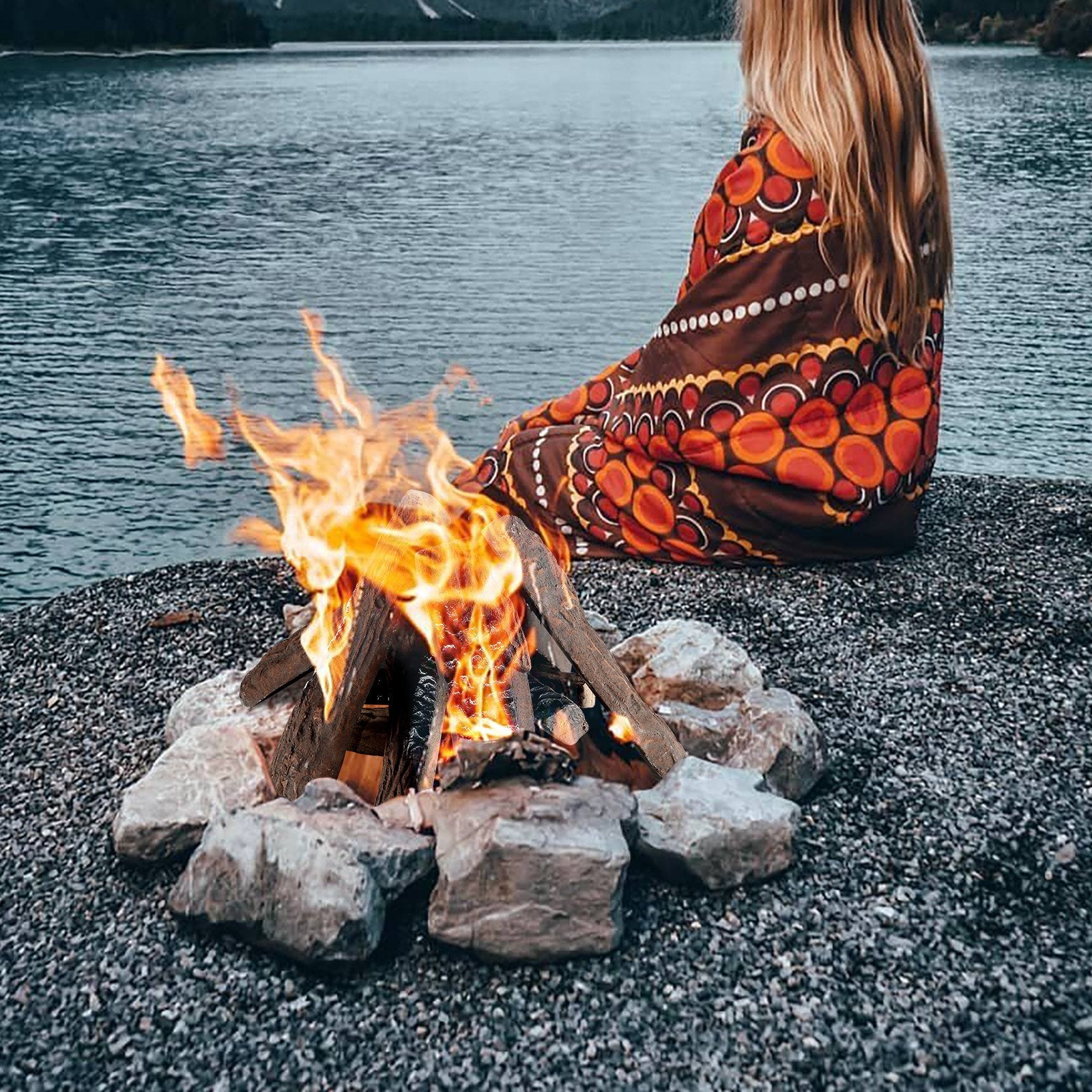 10-Piece Ceramic Gas Fireplace Logs Set, Realistic Heat-Resistant Wood Branches for Indoor/Outdoor Firebowl, Decorative & Stackable