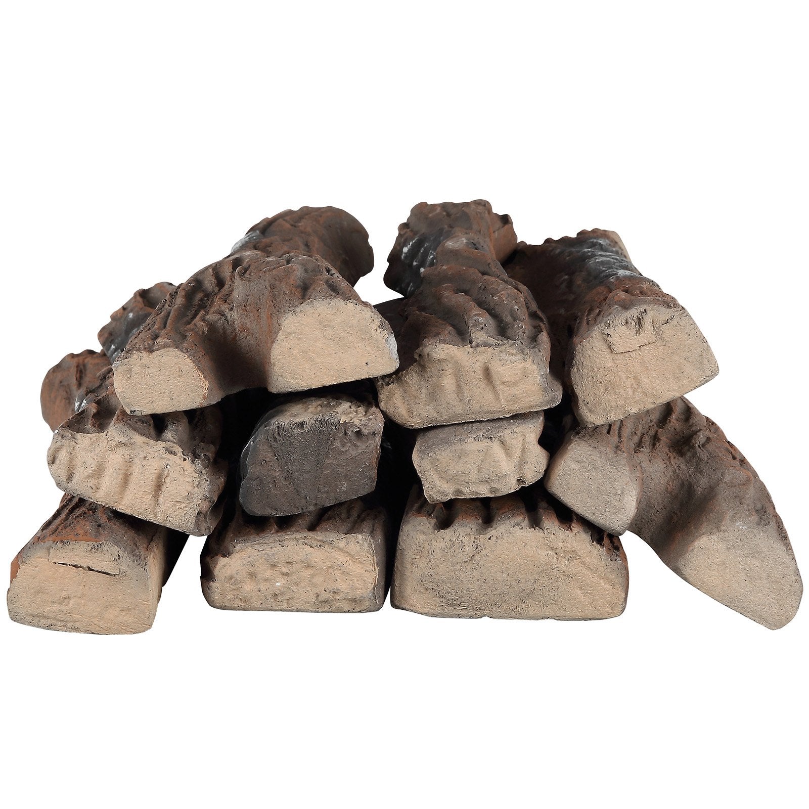 10-Piece Ceramic Gas Fireplace Logs Set, Realistic Heat-Resistant Wood Branches for Indoor/Outdoor Firebowl, Decorative & Stackable