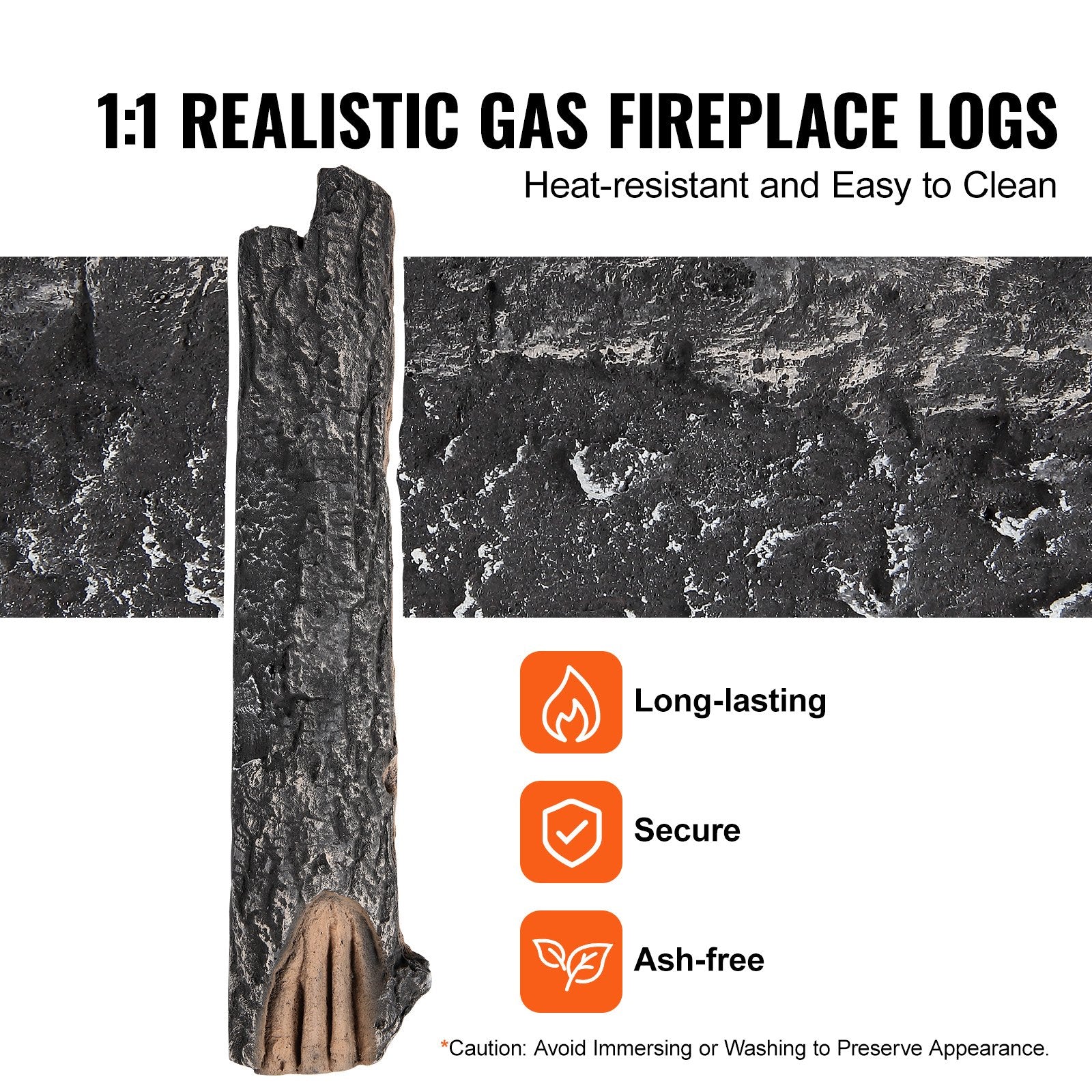 8-Piece Heat-Resistant Ceramic Oak Logs for Gas Fireplaces, Realistic and Stackable Wood Branches for Indoor/Outdoor Firebowls