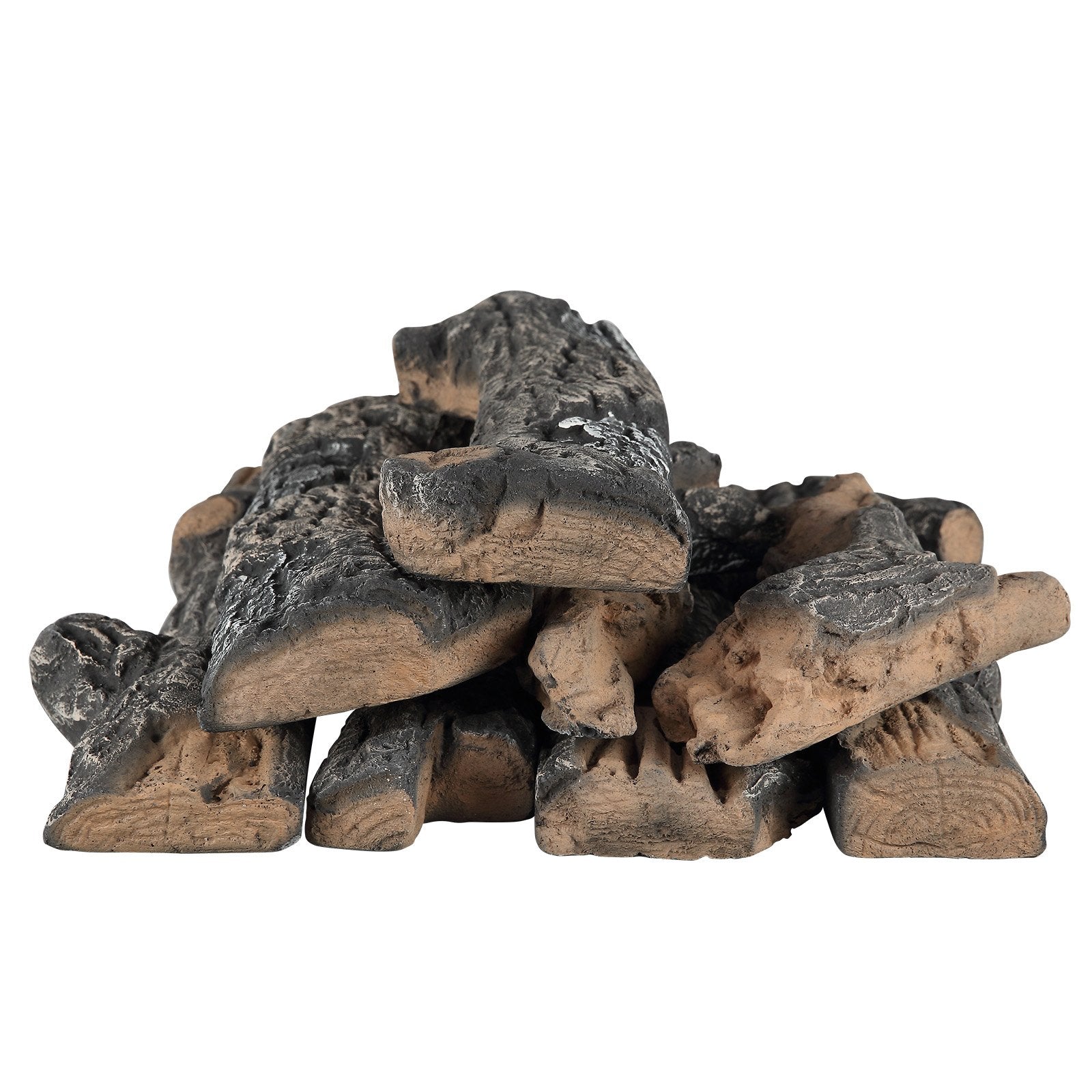 8-Piece Heat-Resistant Ceramic Oak Logs for Gas Fireplaces, Realistic and Stackable Wood Branches for Indoor/Outdoor Firebowls