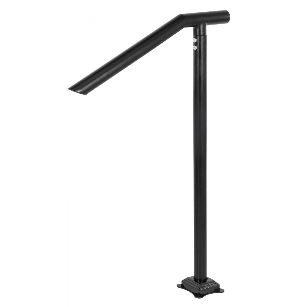 Durable Black Steel Handrail for 1-3 Steps with Expansion Bolts and Drill Bit, 330LBS Capacity, Outdoor Stylish Stair Railing with Baking Varnish Finish