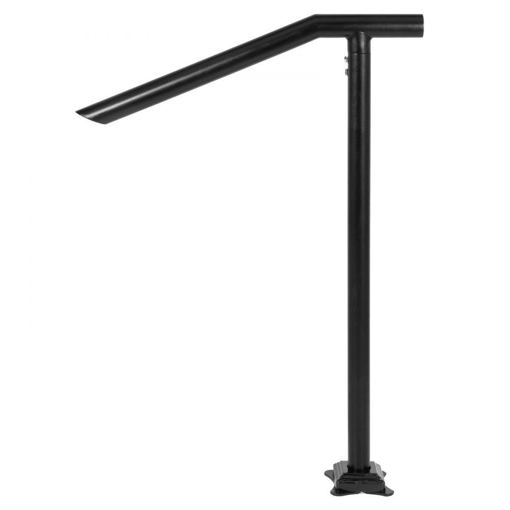 Durable Black Steel Handrail for 1-3 Steps with Expansion Bolts and Drill Bit, 330LBS Capacity, Outdoor Stylish Stair Railing with Baking Varnish Finish
