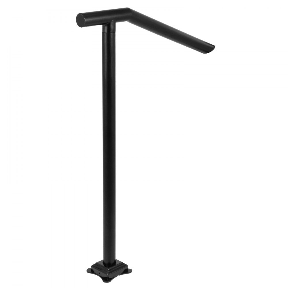 Durable Black Steel Handrail for 1-3 Steps with Expansion Bolts and Drill Bit, 330LBS Capacity, Outdoor Stylish Stair Railing with Baking Varnish Finish