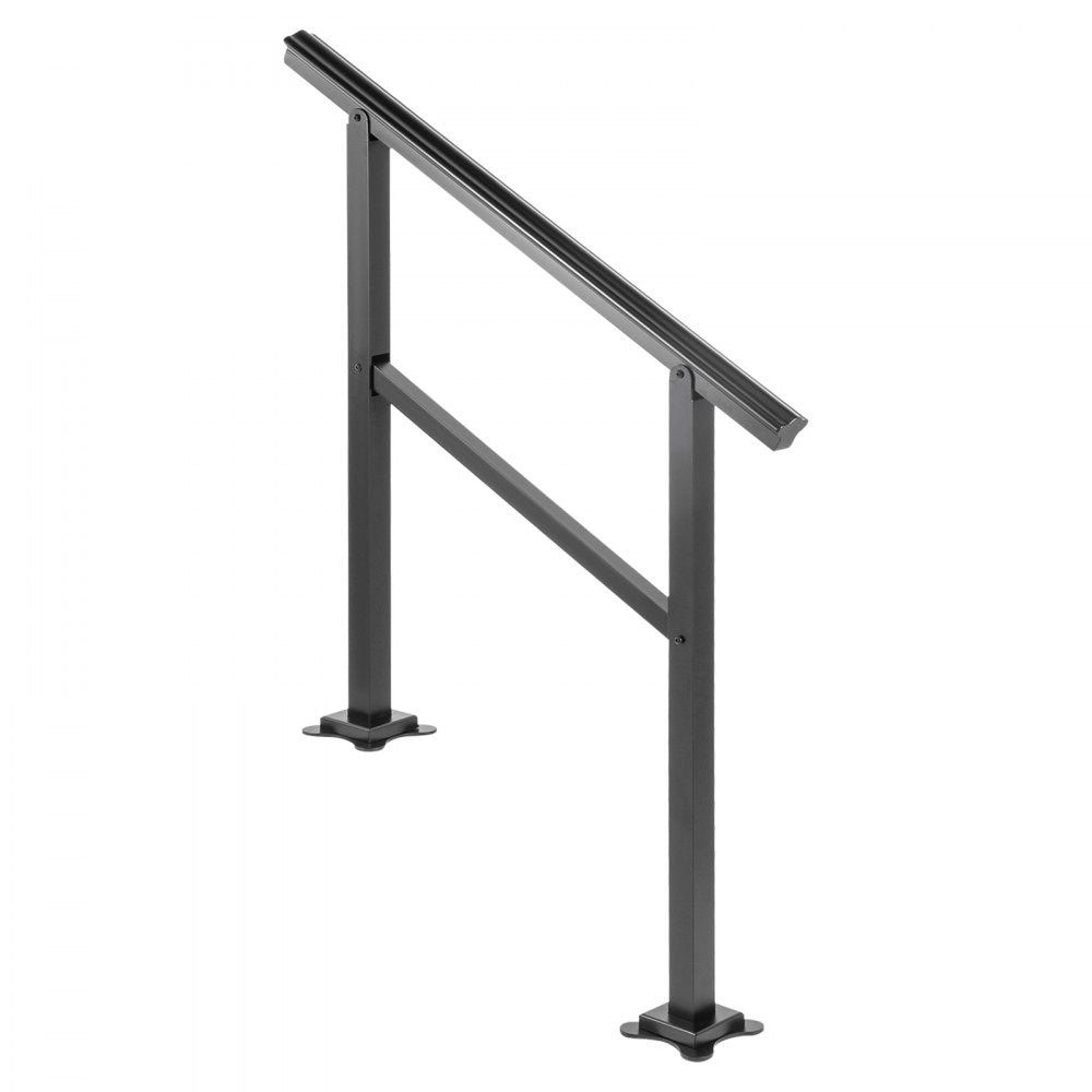 Adjustable Aluminum Handrail for Outdoor Stairs - Fits 2-3 Steps, Supports 165LBS, 36 x 35" Railing with Screw Kit, Suitable for 0 to 50° Angles