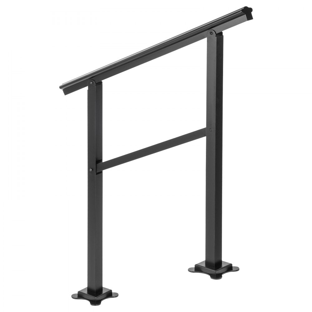 Adjustable Aluminum Handrail for Outdoor Stairs - Fits 2-3 Steps, Supports 165LBS, 36 x 35" Railing with Screw Kit, Suitable for 0 to 50° Angles