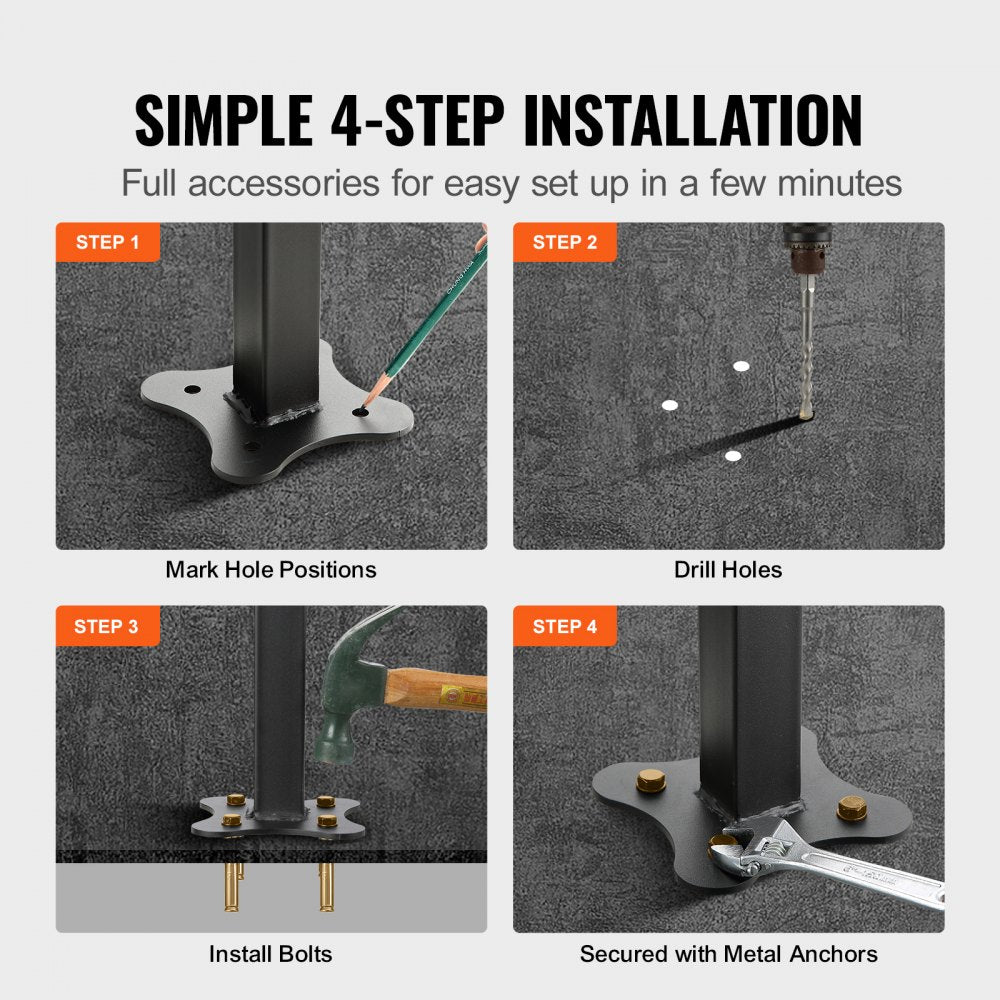 VEVOR Outdoor Handrail 165LBS Load Handrail Outdoor Stairs Aluminum Stair Handrail 60 x 35" Outdoor Stair Railing Transitional Range from 0 to 50° Staircase Handrail Fits 4-5 Steps with Screw Kit