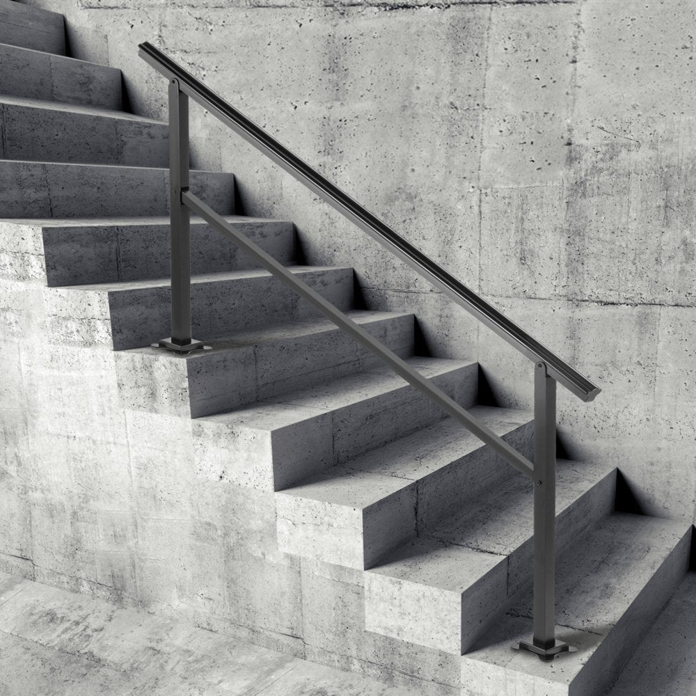 VEVOR Outdoor Handrail 165LBS Load Handrail Outdoor Stairs Aluminum Stair Handrail 60 x 35" Outdoor Stair Railing Transitional Range from 0 to 50° Staircase Handrail Fits 4-5 Steps with Screw Kit