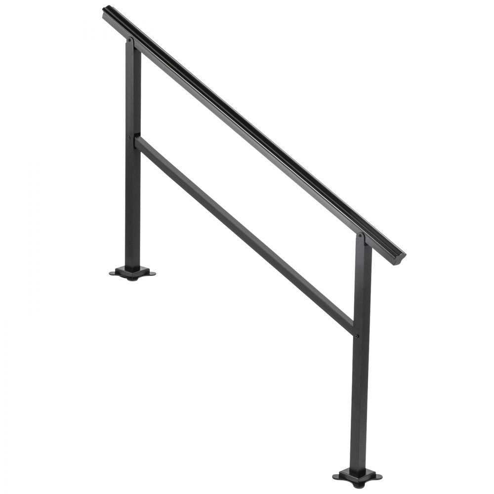 VEVOR Outdoor Handrail 165LBS Load Handrail Outdoor Stairs Aluminum Stair Handrail 60 x 35" Outdoor Stair Railing Transitional Range from 0 to 50° Staircase Handrail Fits 4-5 Steps with Screw Kit