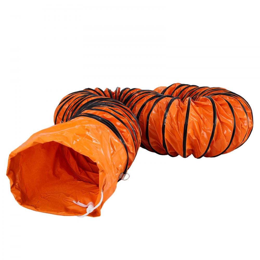 VEVOR Flexible PVC Ducting, 25 ft / 7.6 m, Portable High Performance PVC Duct Hosing, Fit for 12 Inch / 300 mm Diameter Exhaust Fan Portable Ventilation Fan Strong Vinyl Material Orange