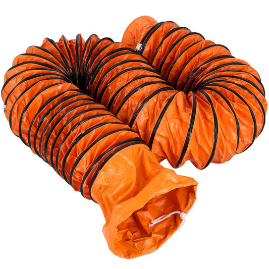 VEVOR PVC Flexible Ducting, 32 ft / 10 m, Strong Vinyl Material PVC Flexible Duct Hosing, Fit 12 Inch / 304.8 mm Diameter Portable Ventilation Fan Exhaust Fan, Orange (32FT/10m-12 Inch / 304.8 mm)