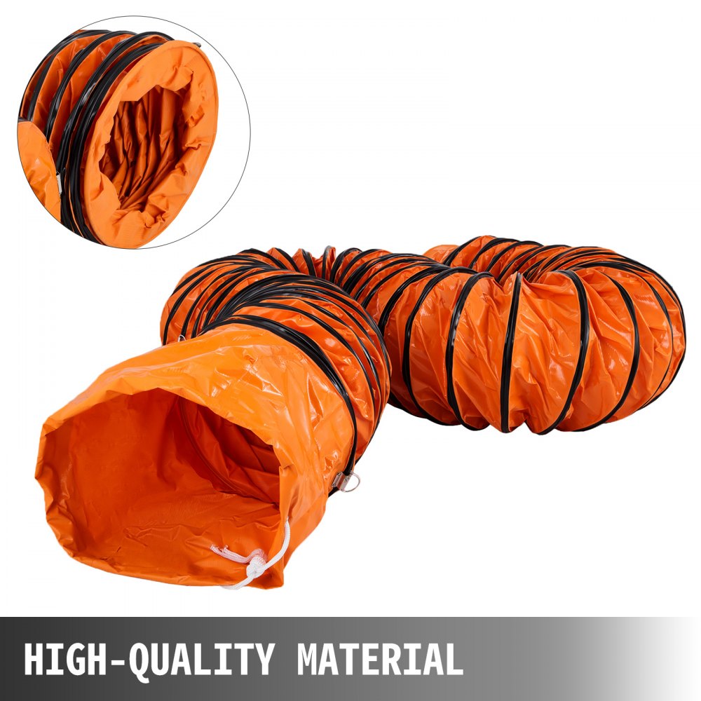 VEVOR PVC Flexible Ducting, 32 ft / 10 m, Strong Vinyl Material PVC Flexible Duct Hosing, Fit 12 Inch / 304.8 mm Diameter Portable Ventilation Fan Exhaust Fan, Orange (32FT/10m-12 Inch / 304.8 mm)