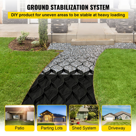 Heavy-Duty Ground Grid Geo System, 1885 lbs/Sq Ft Load, 3" Depth for DIY Patios, Walkways, Driveways, Parking, Grass, Gravel Stabilization