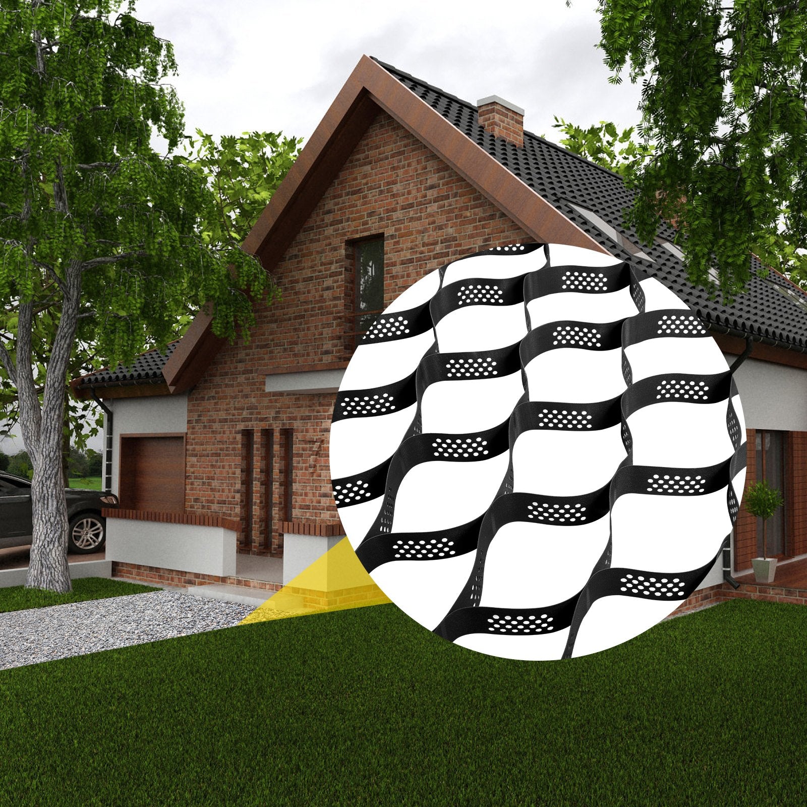 Heavy-Duty Ground Grid Geo System, 1885 lbs/Sq Ft Load, 3" Depth for DIY Patios, Walkways, Driveways, Parking, Grass, Gravel Stabilization