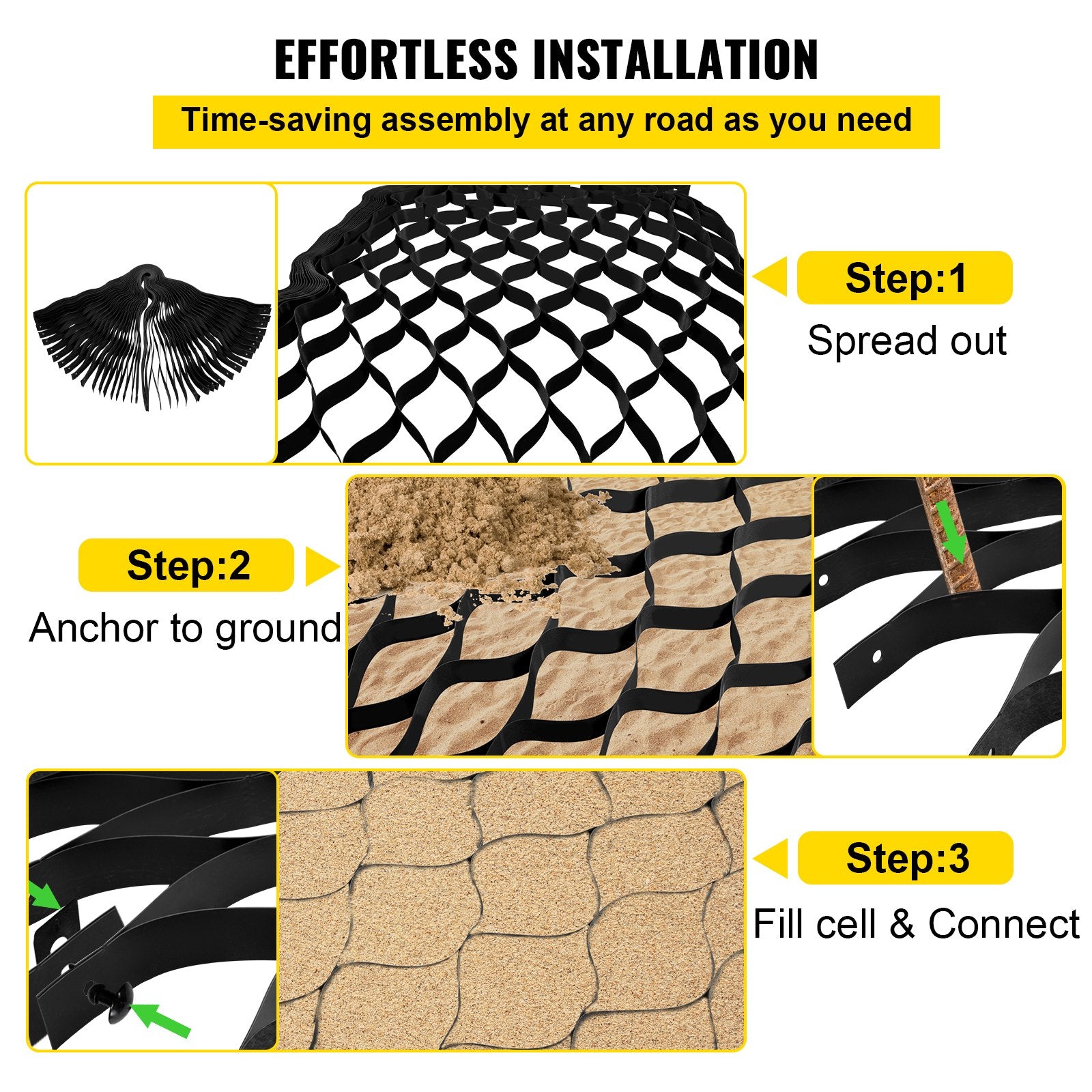 Heavy-Duty Geo Grid Stabilization System for Patios, Walkways, Driveways - 2" Depth, 1885 lbs/Sq Ft Load, Easy DIY Installation, Versatile Use