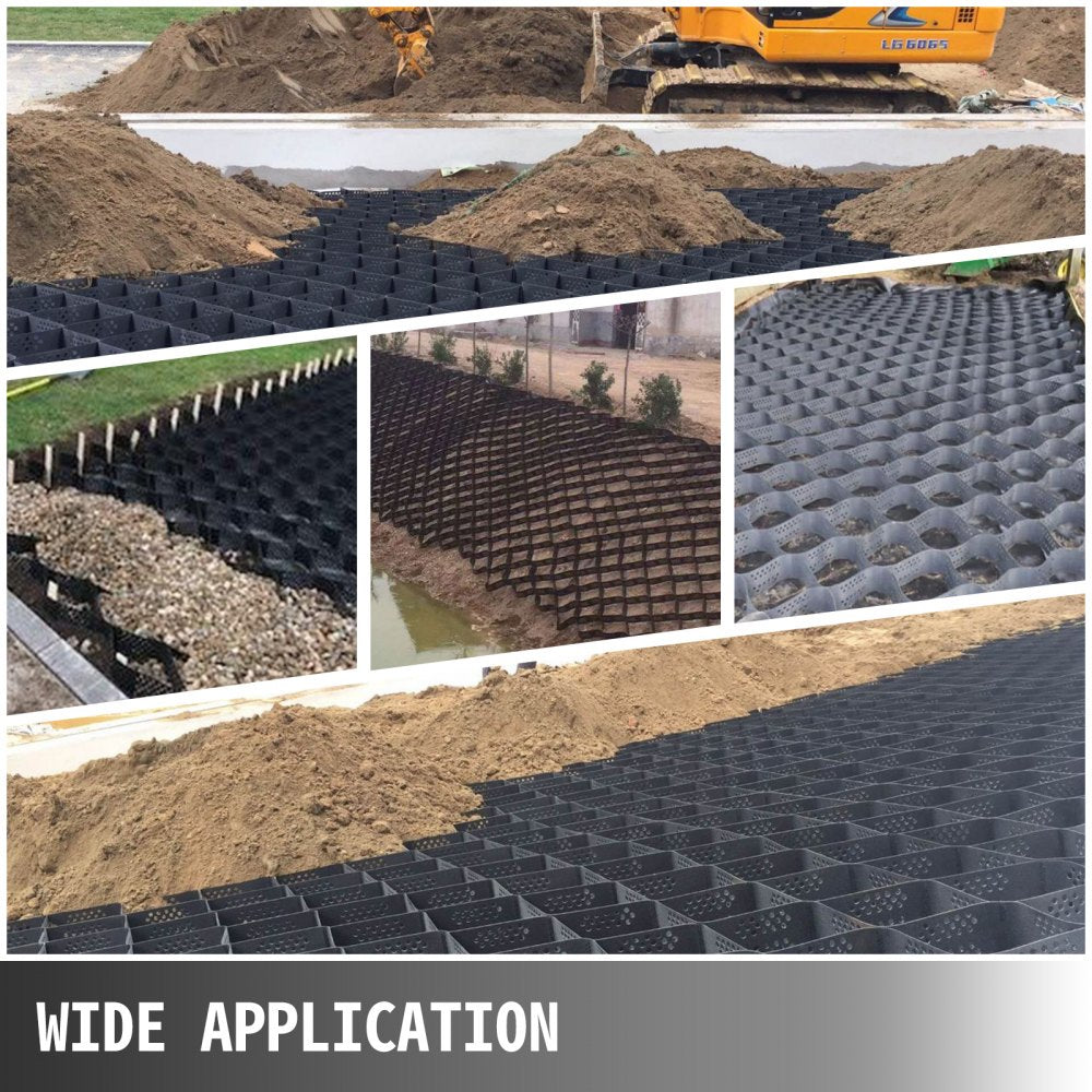 VEVOR Geo Grid Ground Grid 9x17 ft, Geo Cell Grid 2 Inch Thick, Gravel Grid HDPE Material, Ground Stabilization Grid 1885 LBS Per Sq, Tensile Strength Gravel Ground Grid for Slope Driveways, Garden