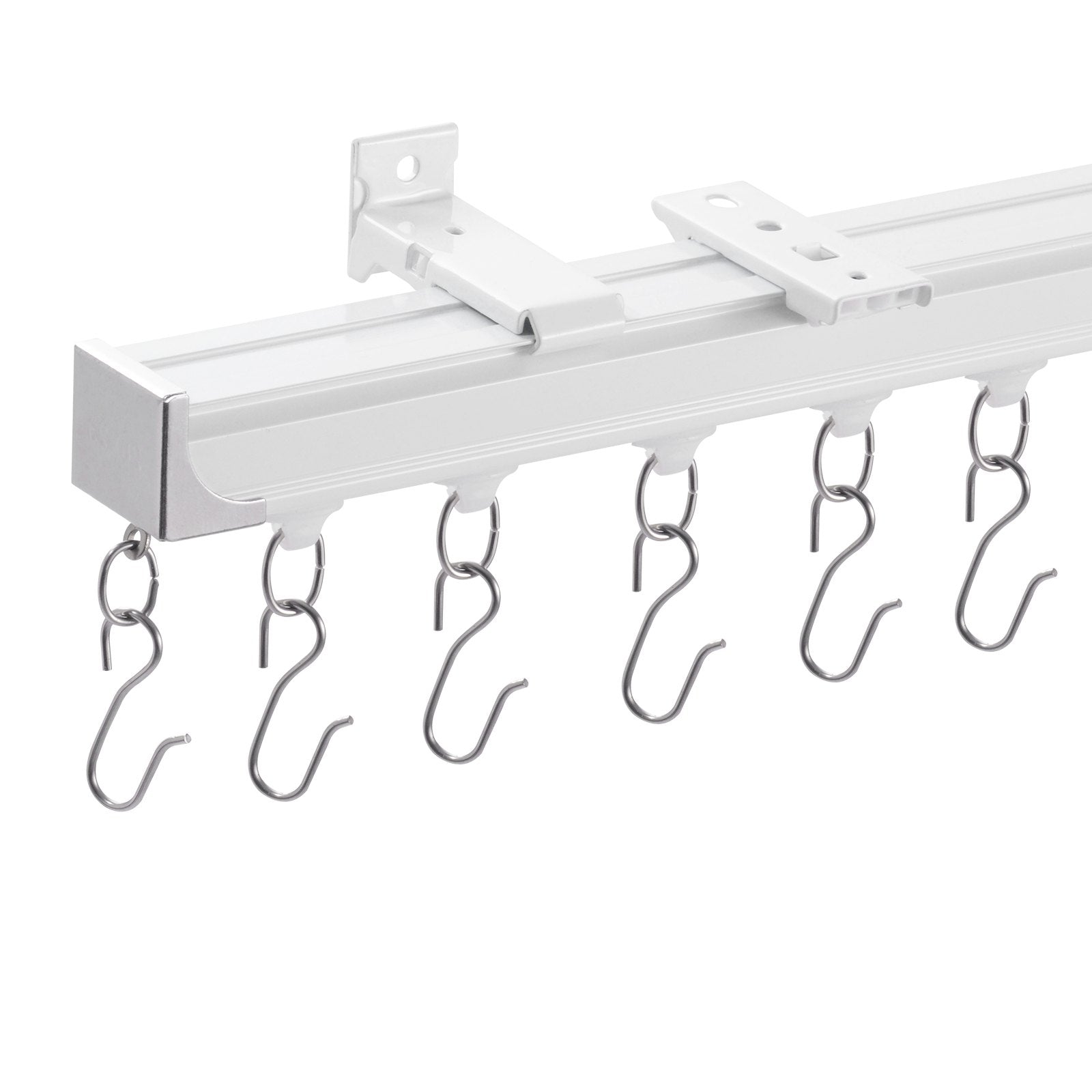 Enhanced Ceiling Curtain Track Set - 8.9 FT/2.7 Meter Sliding System, Ceiling/Wall Mount, Room Divider Solution with Hooks, White, Strong Load Capacity, Aluminum Alloy
