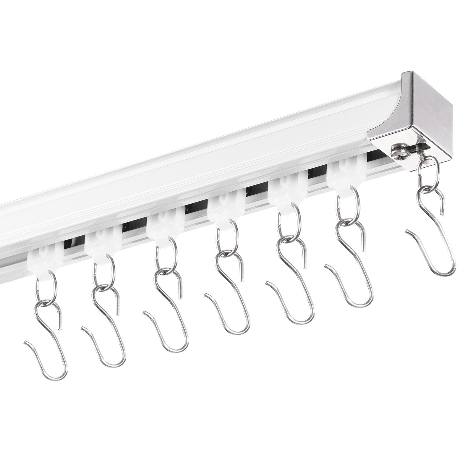 11.8 FT Ceiling Curtain Track Set - Sliding System for Room Divider, Ceiling/Wall Mount, Living Room & Bedroom, Aluminum Alloy, Easy Install, White
