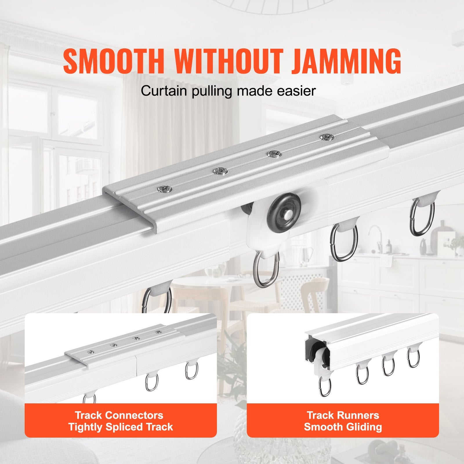 Adjustable Aluminum Alloy Ceiling Curtain Track Set, 5.9 FT/1.8 M - Sliding Ceiling/Wall Mounted System with Hooks for Living Room & Bedroom Divider