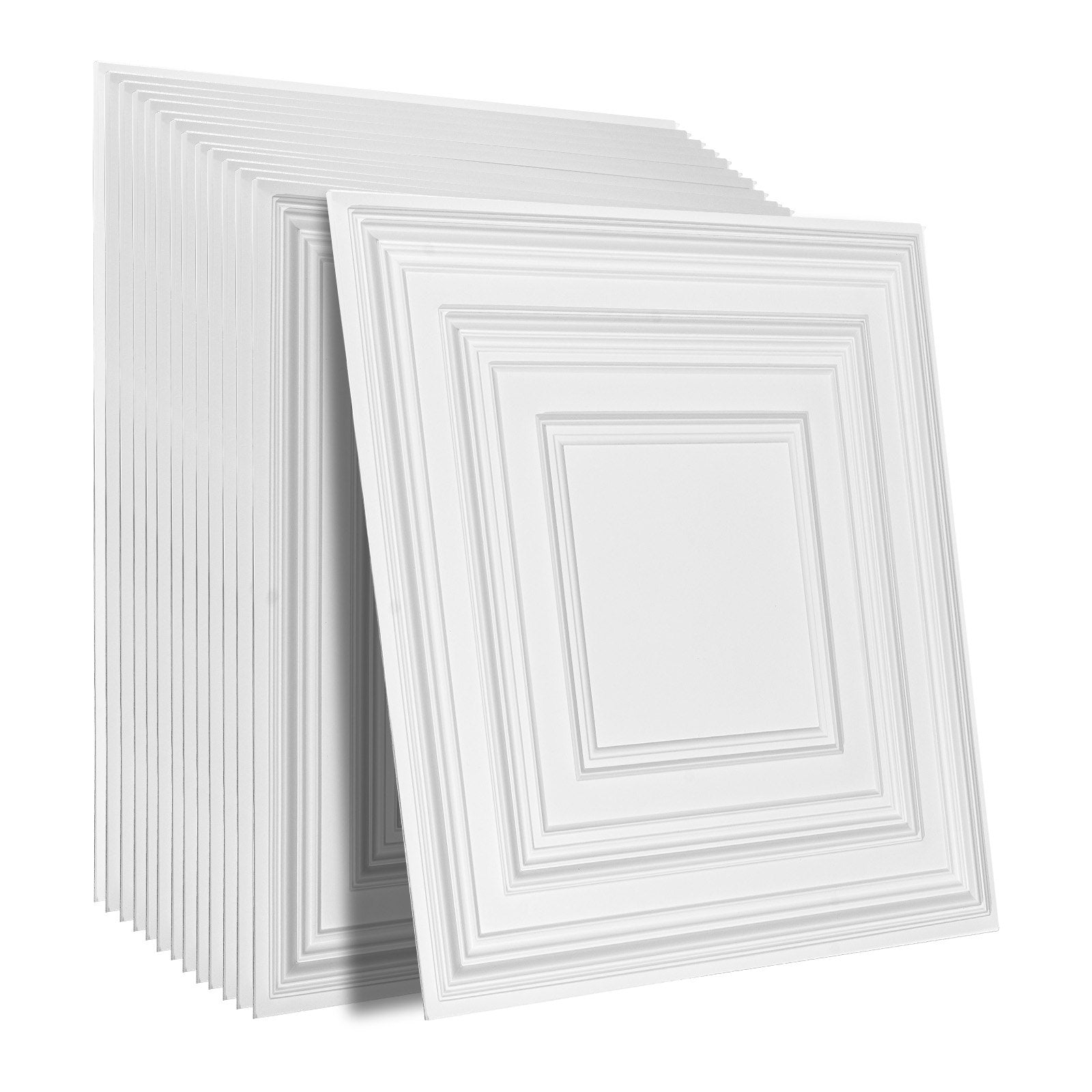 12-Pack 24"x24" White Ceiling Tiles - Premium PVC, Easy DIY Installation, Decorative Acoustic Panels for Home/Office Decor