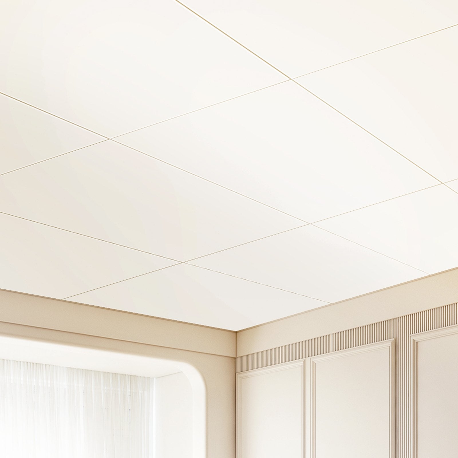 10-Pack 24"x24" Drop Ceiling Tiles in Smooth White, Premium Fire-Rated PVC Foam, Easy Install, Home/Office Decorative Covering