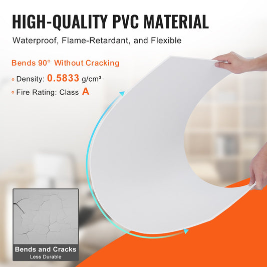 Premium 12-Pack Ceiling Tiles 24x24" – Fire-Rated PVC Foam with Easy DIY Installation, Smooth White for Home & Office Acoustic Decoration