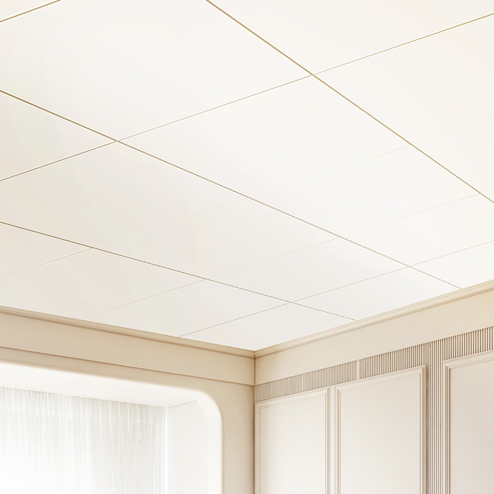 Premium 12-Pack Ceiling Tiles 24x24" – Fire-Rated PVC Foam with Easy DIY Installation, Smooth White for Home & Office Acoustic Decoration