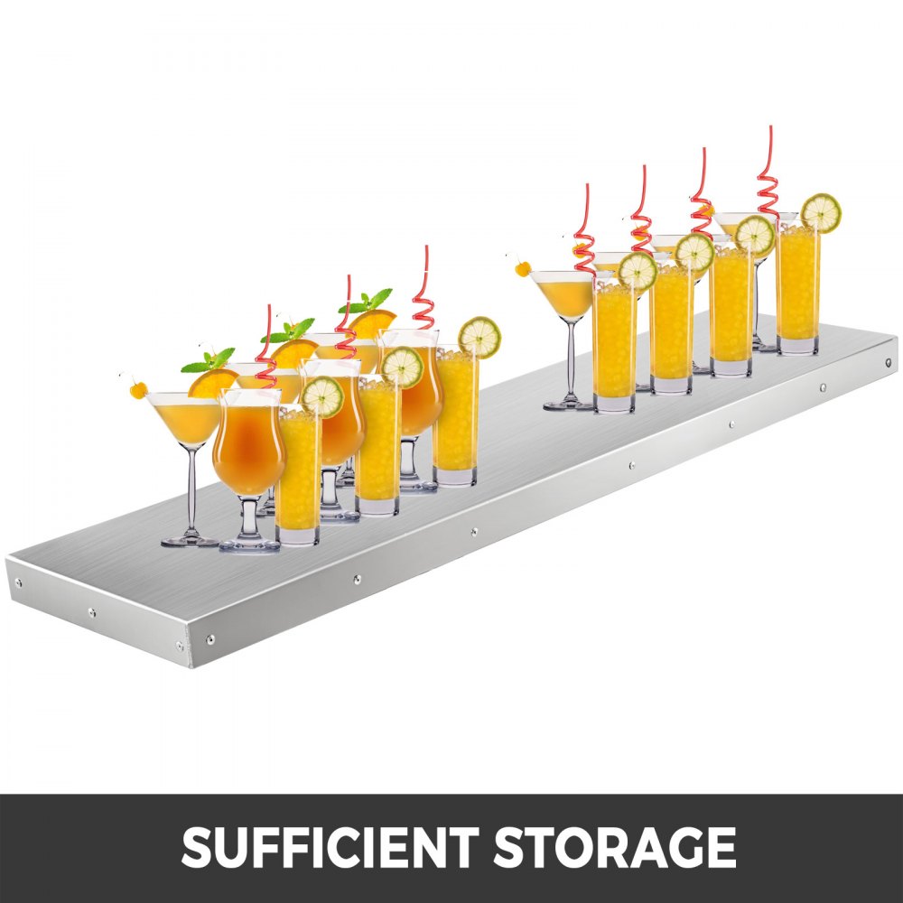 Stainless Steel Folding Food Shelf for Concession Trailers, 48"x12" Drop-Down Serving Stand for Windows